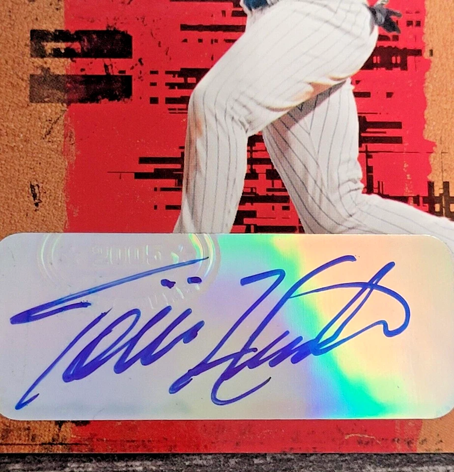 Autógrafo Torii Hunter Auto 2005 Donruss madera y cuero #130 gemelos 25/01 Foto 3 de 4