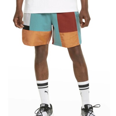 Puma Signature Final Sale NWT Men's Basketball Colorblock Shorts Drawstring Blue