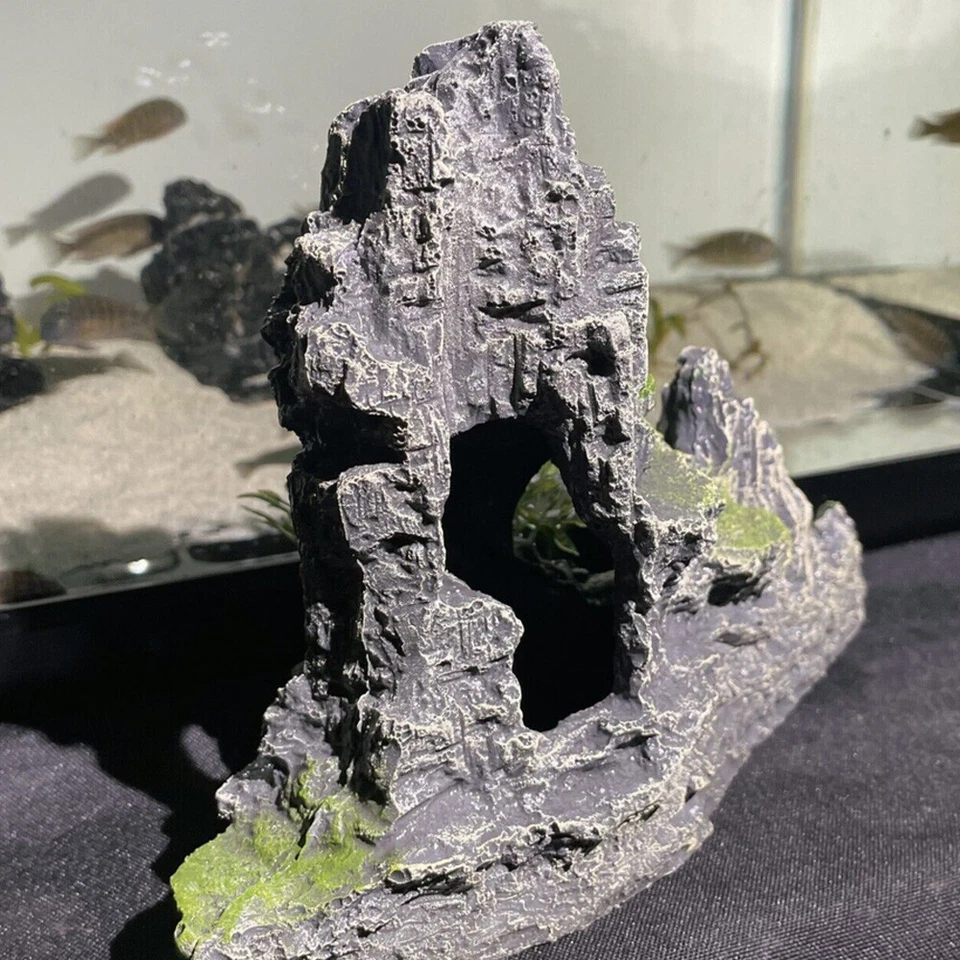 Acuario Pecera Adorno Decoración Montaña Ocultamiento Pecera Cueva Montaña Foto 2 de 4