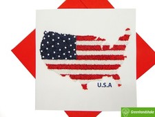 Bandera americana en forma de mapa de EE. UU., patriótico americano, tarjeta quilling