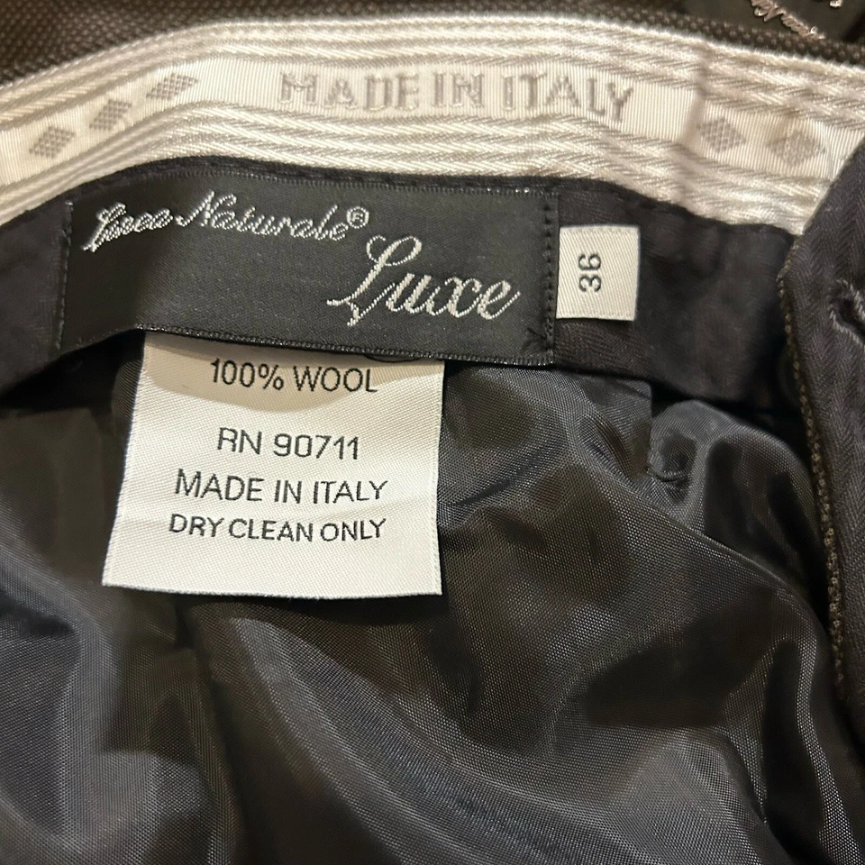Pantalones de vestir Linea Naturale Luxe para hombre talla 36 marrón negro pantalones sin dobladillo nuevos con etiquetas Foto 3 de 4