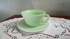 Hazel Atlas Moderntone Platonite Pastel Green Cup and Saucer
