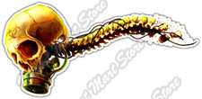 Biohazard Spine Skull Gas Mask Gothic Biker Car Bumper Vinyl Sticker Decal 6"X3"