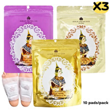 Foot Detox Pads Gold Princess Patch Royal Thai Herbal Cleansing 3 Pack 30 Pads