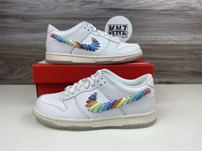 **Nike DUNK Low SE 'Rainbow Laces' White Cream Shoes GS (FN4861-100)  Women's