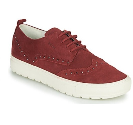Geox Respira D Breeda Suede Lace-up Brogue Sneaker Bordeaux Size
