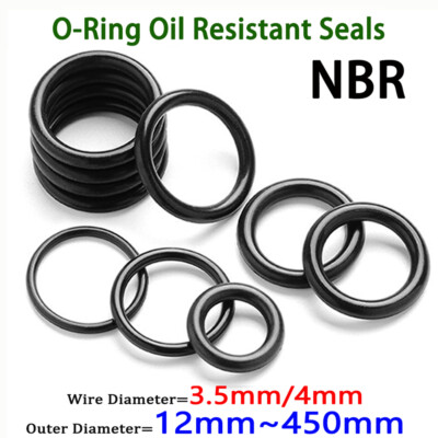 O-Ring Oil Resistant Seals Washer NBR Rubber 3.5mm 4mm Corrosion Resistant Wear