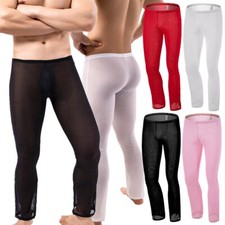 Mens Mesh See Through Pajama Pants Lounge Underwear Sleep Bottoms Sheer Trousers