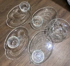 New Vintage Federal Pressed Glass Wheat Snack Set 4 Cups 4 Plus Candy Dish