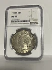1923 S Peace Dollar NGC MS 63 US Silver Coin