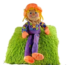 Stuffins 24” Scarecrow Plush Vintage Purple Colorful Stuffed Toy Halloween Decor