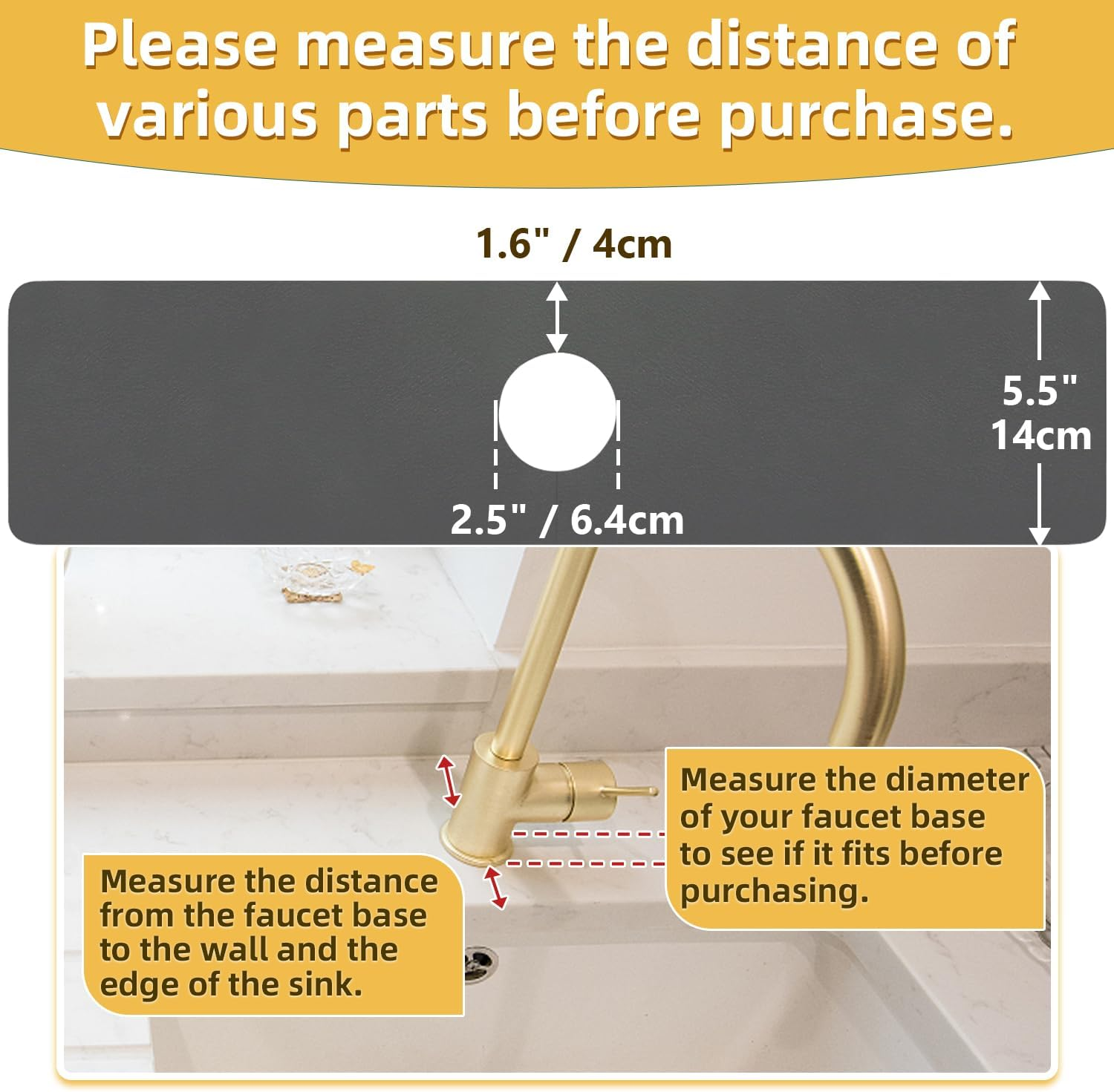 LOPNUR Faucet Mat for Kitchen Sink, Faucet Drip Catcher, Cut to Fit