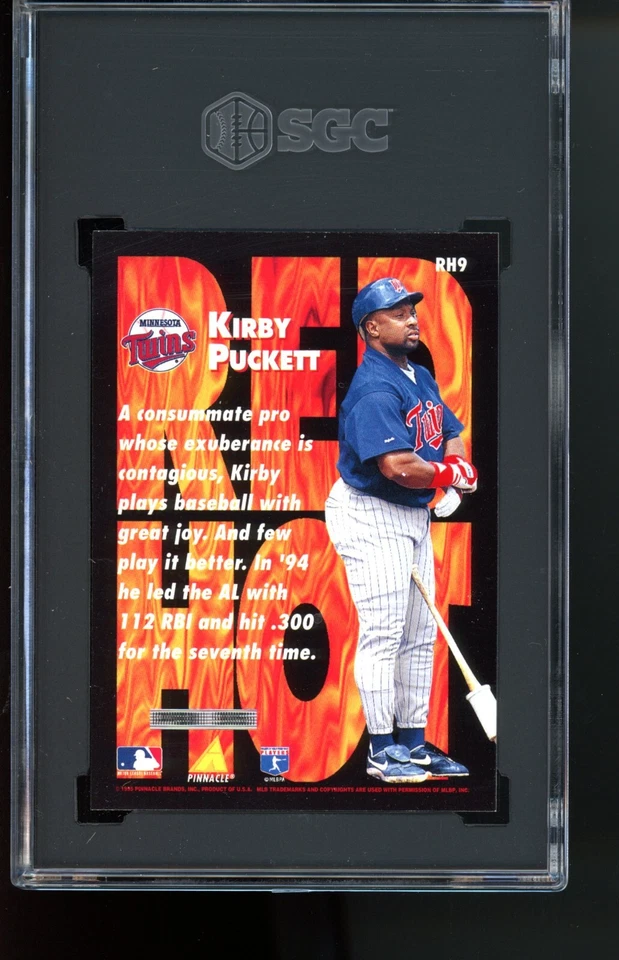 Kirby Puckett 1995 Pinnacle 红色热插明尼苏达双胞胎美国职棒大联盟棒球 SGC 9.5 — 第 2/3 张图片