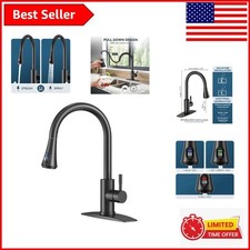 High Arc Black Kitchen Faucet with Smart Temperature Display Easy Installation