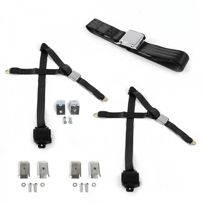  C Truck 1954-1960 Airplane 3pt BK Bench Seat Kit w/Brackets 3 Belts  