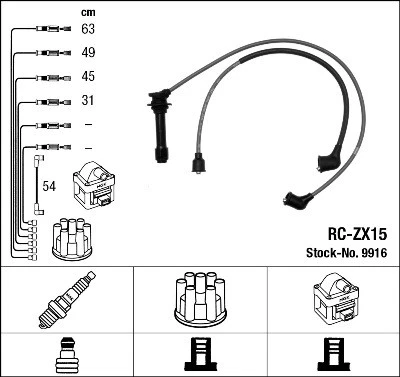 IGNITION CABLE KIT 9916 FOR KIA MAZDA TELSTAR/III/Hatchback CAPELLA/Rural 626 - Image 2 of 4