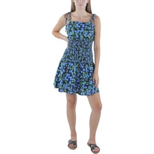 English Factory Womens Black Printed Rayon Mini Dress M BHFO 0087