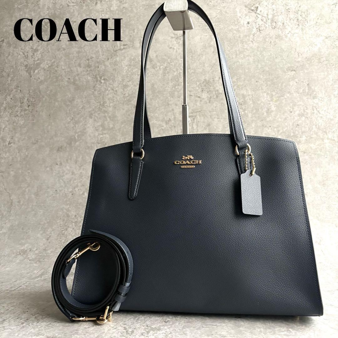 Coach Tatum 2-Way Leather Tote Bag Black Crossbody Near Mint Authentic
