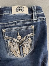 Miss Me Girls Jeans 14 Medium Wash Bootcut Sequin Ripped K82B230R