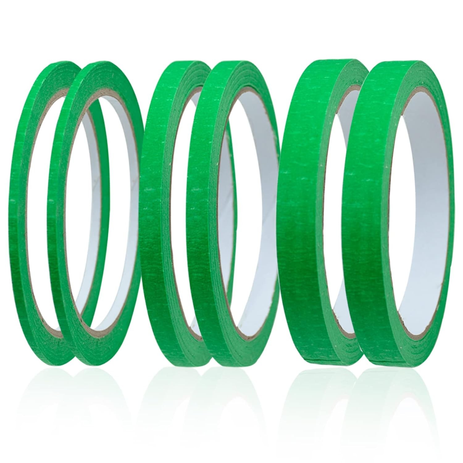 Udewo 6 Rolls Green Masking Tape, Fine Line Tapes Painters Tape Artist 3mm/7mm/