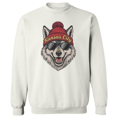 Cool Wolf Support Kansas Design - Fans Gift Unisex Crewneck Sweatshirt