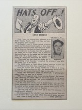 Gene Freese Hats Off Cincinnati Reds 1961 Sporting News Baseball 4X7 Panel