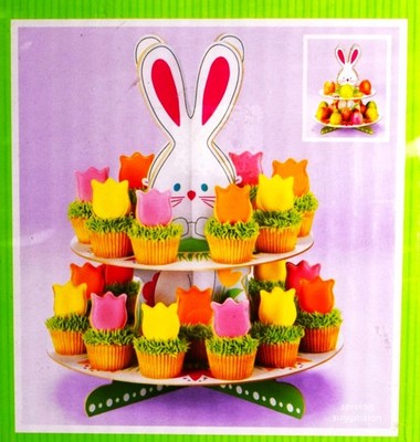 Wilton ''Easter Bunny'' 2-Tier Cardboard Treat Stand (for Easter Sweets and Eggs)