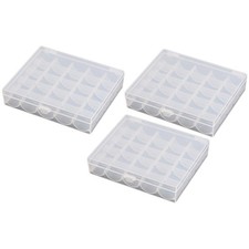3 Pcs Empty Transparent Bobbins Storage Box 25 Grid Organizer for Sewing Machine