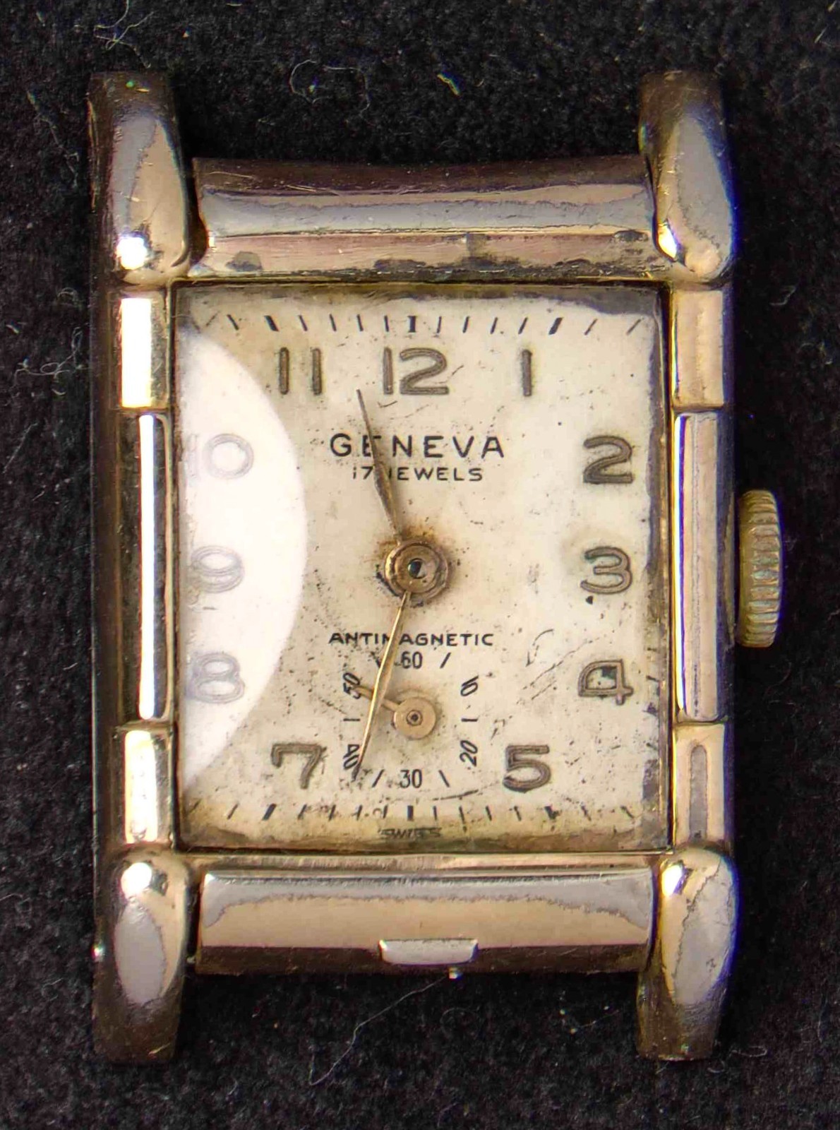 Geneva Rectangular Sub-Dial Men's Hand-Wind Vinta… - image 1