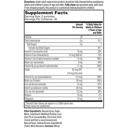 A Day Multi + Iron, Multivitamin Gummies with Iron and D, C for Immune Suppor... - Picture 4 of 5