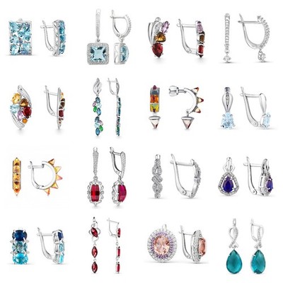 Ohrringe Ohrschmuck Silber 925 Echt Ohrstecker Creolen Damen Frauen Zirkonia 02