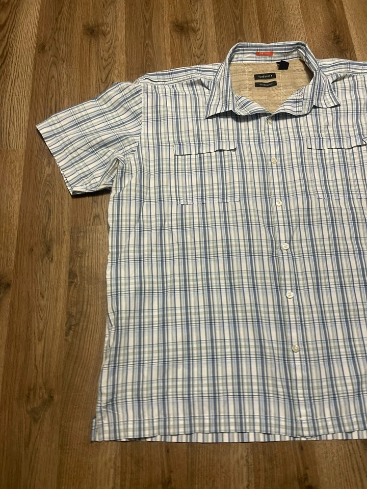 Van Heusen Shirt, Men's Size XXL, 18-18.5 Blue Green White Button Up Classic Fit - Image 4 of 4
