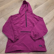 LL BEAN VINTAGE NYLON HOODED PULLOVER MAGENTA...