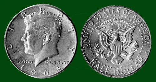 1964 P Kennedy Half Dollar 90% Silver Fine Circulated Condition