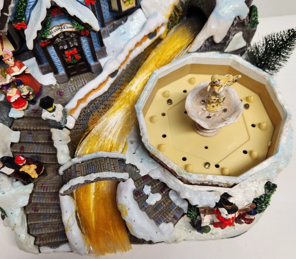 Avon Christmas Fiber Optic Lighted Musical Scene Water Fountain Working - Image 4 of 4