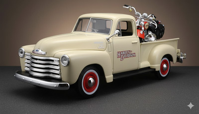 Maisto 32194 - Modellauto 1:24 Ford F-1 Pickup 48 + EL Knucklehead 36, rot NEU
