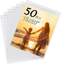 50 Pack Acid-Free Crystal Clear Sleeves Storage Bags for 16x20 Art Prints