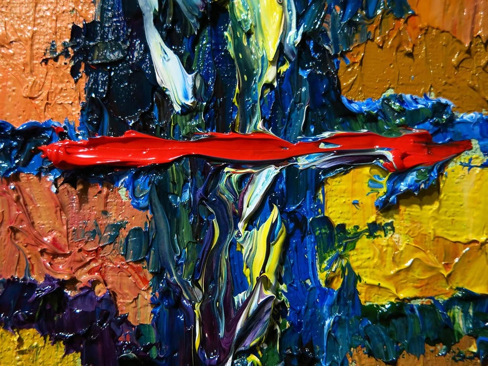 PINTURA AL ÓLEO ORIGINAL█ARTE EXPRESIONISMO VINTAGE█PAISAJE DE LA NATURALEZA DECORACIÓN ABSTRACTA█A Foto 4 de 4