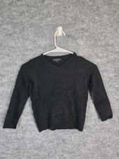 Quince Sweater Youth 6 Black 100 Cashmere V Neck Soft Lightweight Classic Knit
