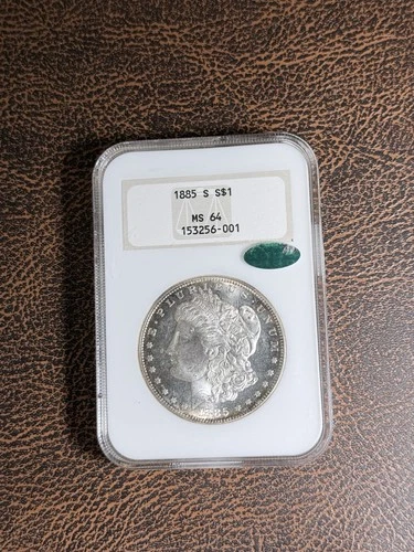 1885-S Morgan Silver Dollar $1 NGC MS64 CAC, RARE, Free Shipping