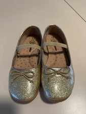 Kids Girls Sparkly Gold Glitter Dress Shoes Flats Size 12 Wonder Nation