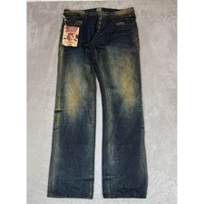NWT PRPS Baracuda Bruised Never Broken Jeans Mens 34 Blue Button Fly Acid Wash