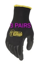 3 PAIRS Medium Gorilla Grip Work Gloves, Never Slip Maximum Grip New