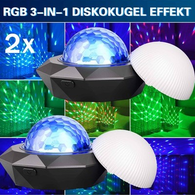 2x LED Strobe Discokugel Lichteffekt RGB USB Bühnenbeleuchtung DJ Bar Party Show