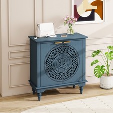 Hollow-Carved 2 Door Accent Cabinet Sideboard Buffet Storage Cabinet Entryway