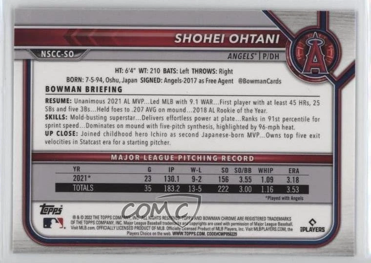 2022 Topps NSCC National Convention Bowman Chrome Shohei Ohtani #NSCC-SO - Image 2 of 2