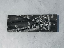 Black Paisley Twisted Knot Cotton Wide Stretch Headband