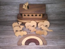 Noah's Rainbow Ark Baldwin Toy Co beautiful all wood w/ animals child safe Z103