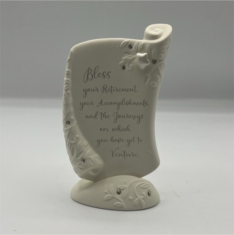 Foundations Retirement Plaque Figurine Resin White Floral Boxed 2019