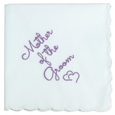Cotton Wedding Handkerchief Scalloped Edges Mother of Bride Groom Gift Box